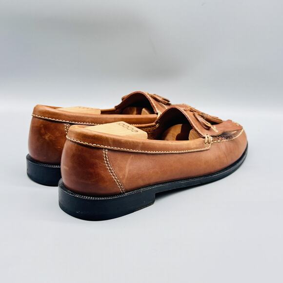 Cole Haan Shoes Mens 11.5 Brown Leather Tassel Kiltie Loafers Moc Slip On Dress - Picture 9 of 13